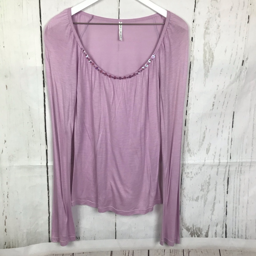 Tom K Nguyen Lavender Sequin Long Sleeve T…